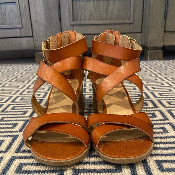 Tan Open Toe Ankle Wrap Sandals - Picture 2 of 6